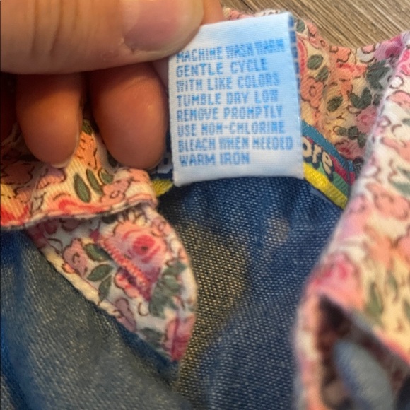 Baby superstore size 6/9 months Blue Denim Baby Jumpsuit with Floral Accents - Picture 4 of 6